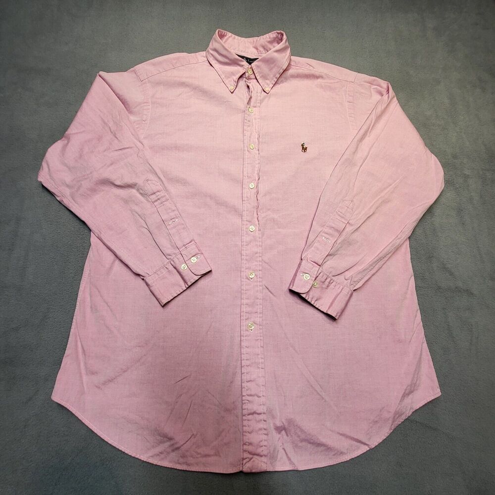 Vintage Ralph Lauren Shirt Mens 16.5 32 Pink Button Down Custom Fit Flesh Pony